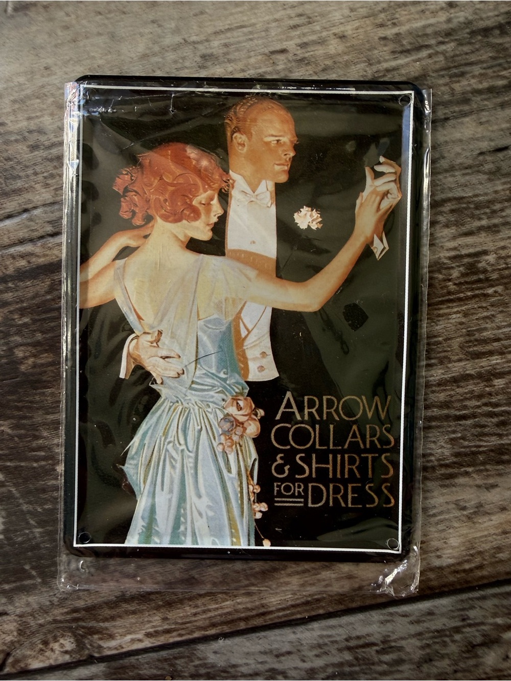 2 for $20 sale: Vintage Arrow Collars & Shirts tin postcard/ magnet